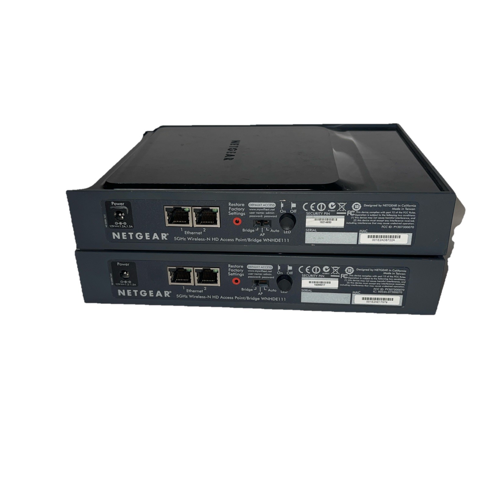 Netgear Wnhde111 Wireless N HD Access Point/Bridge- Lot Of 2 With Power Supplies