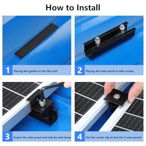 4 Set Solar Panel Roof Mounting Kit, Aluminum Solar Panel Mounting Rails