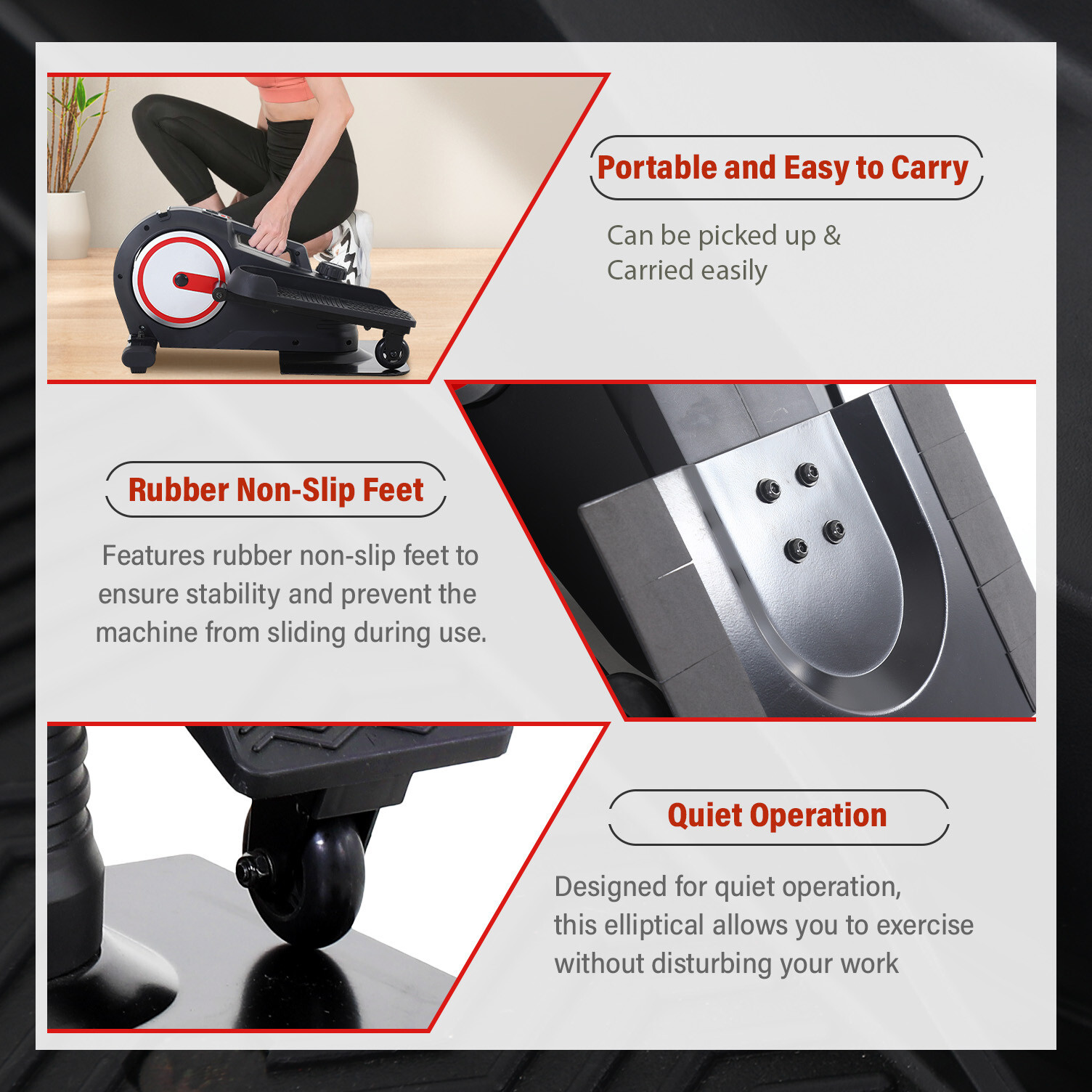 Under Desk Elliptical Machine, Portable Pedal Training Machine Senior Exercise