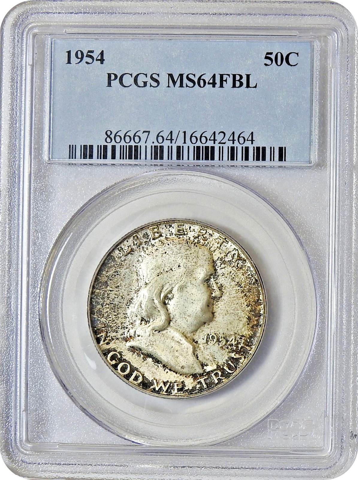 1954 Franklin Half Dollar 50C PCGS MS64 FBL Full Bell Lines