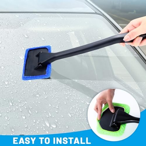 Rectangle Windshield Cleaner Tool Kit, Reusable Car Window Cleaner with Green