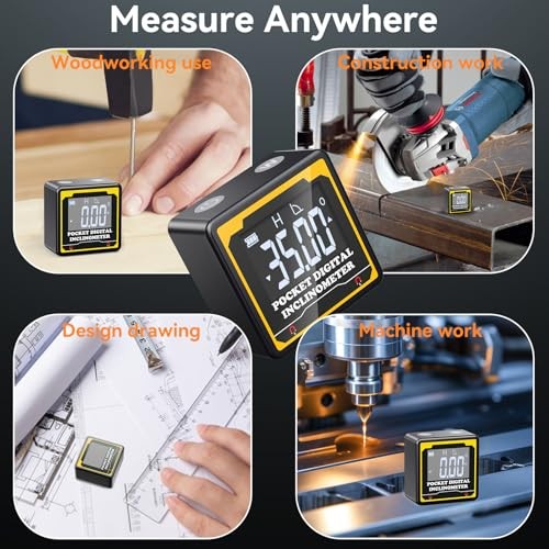 Magnetic Digital Angle Finder | 4-Sided High-Precision Inclinometer with