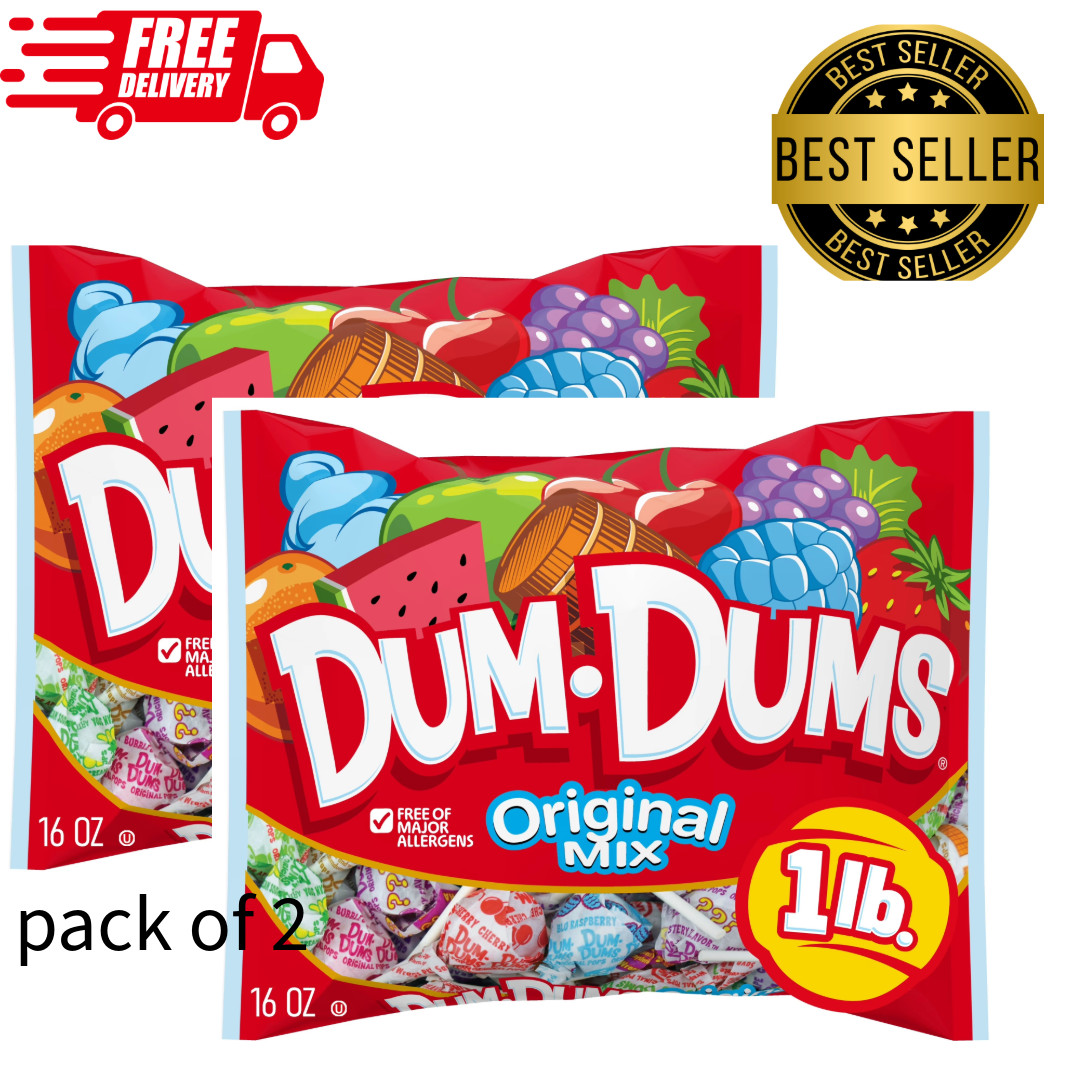 Pack of 2 Boxes: 2 Pack Dum Dums Original Mix Lollipop Suckers Assorted Flavors