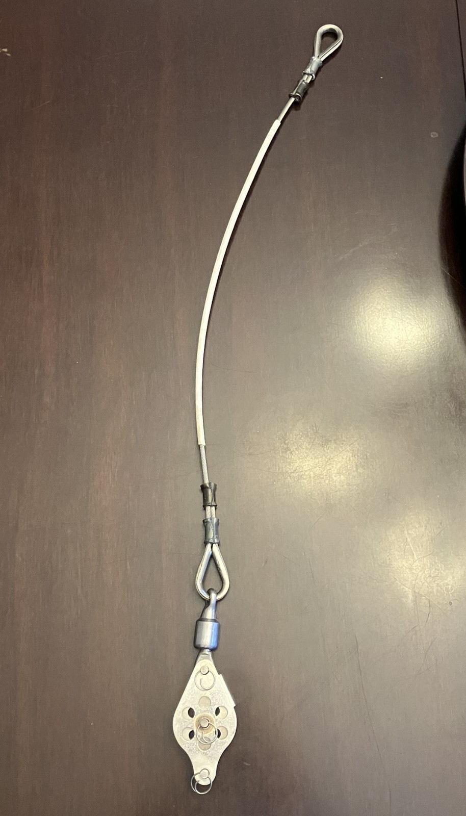 Hobie 18 Upper Forestay Pigtail with Swivel & Jib Halyard Block (used)