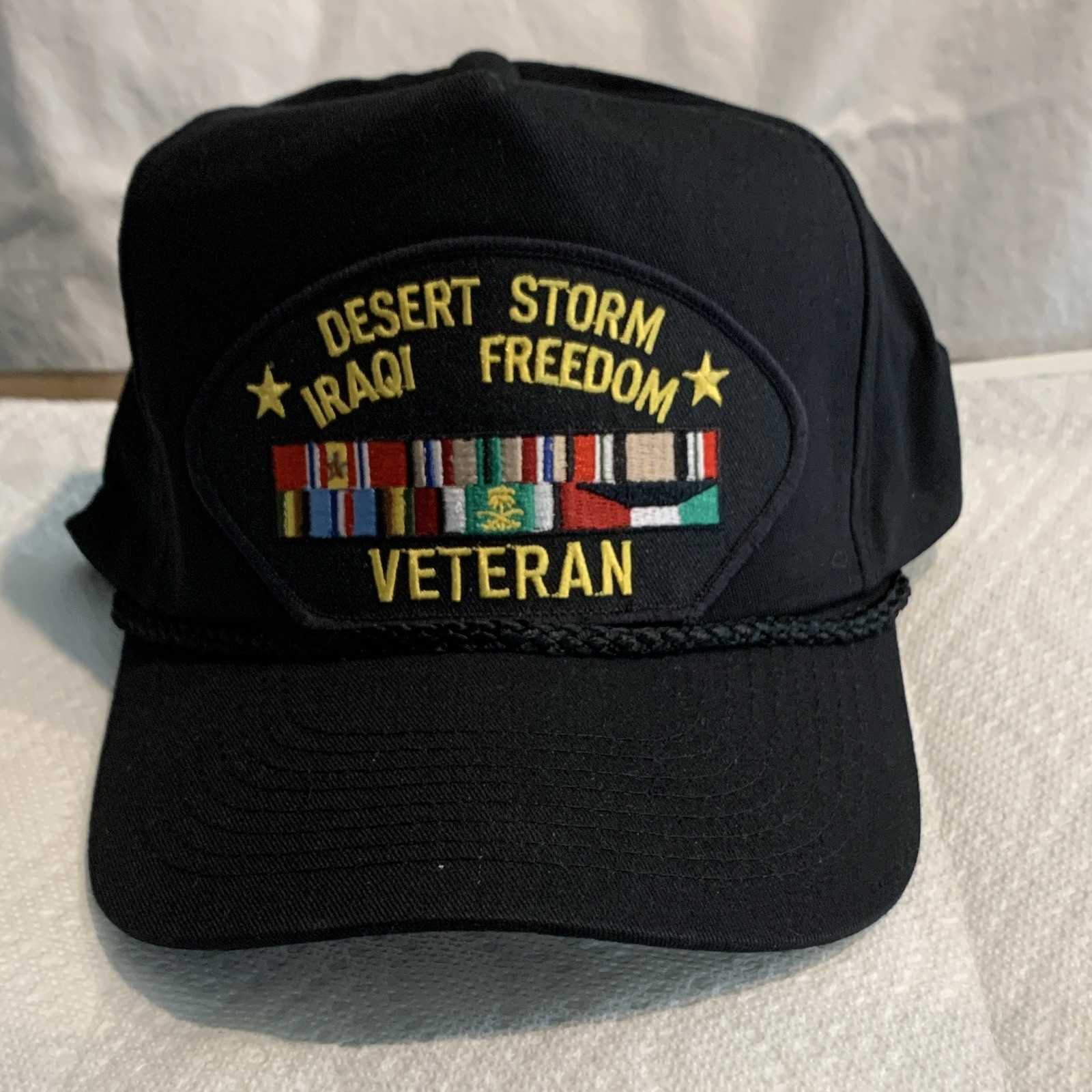 Desert Storm (1990-91) Iraqi Freedom Veteran Embroidered Black Snapback Cap