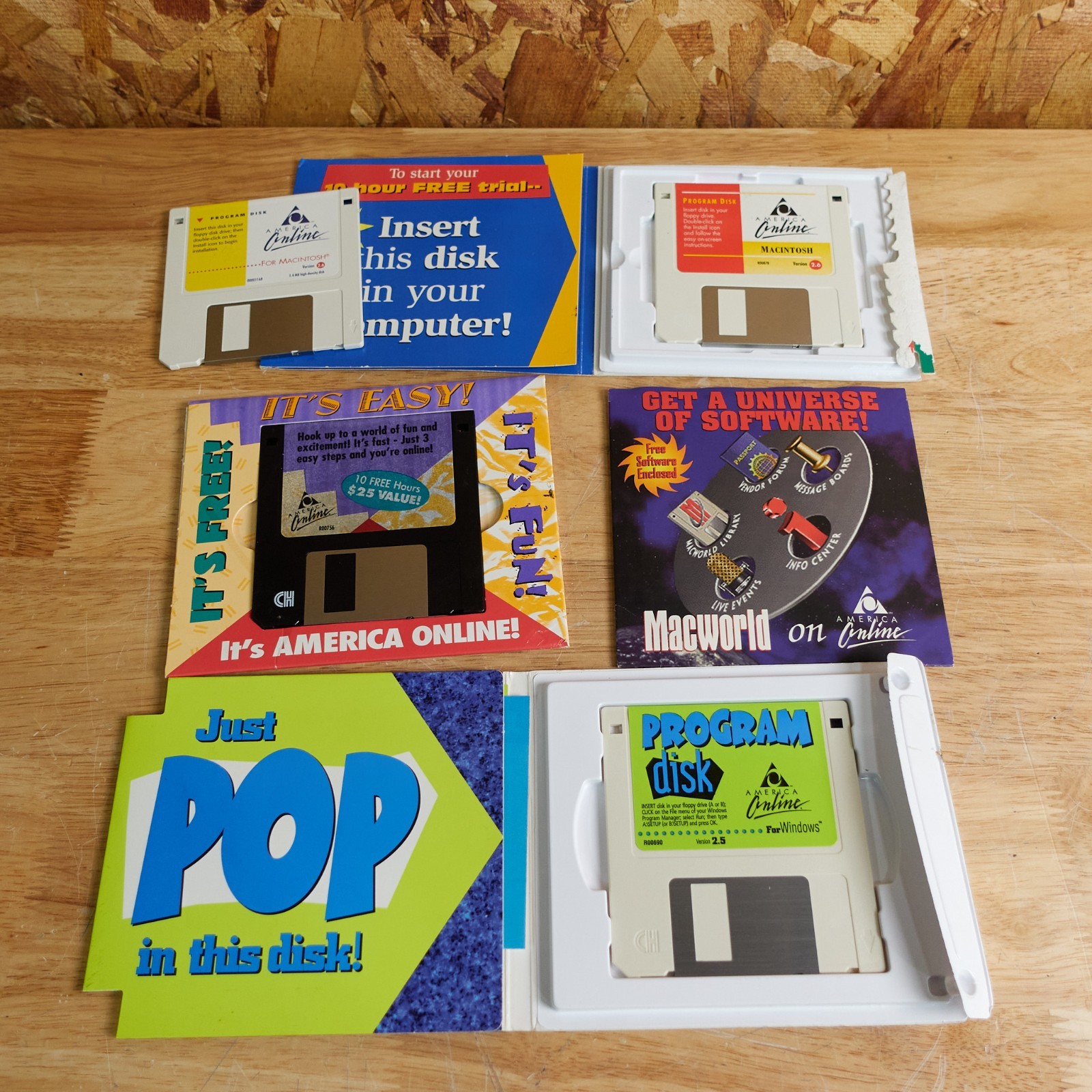 Lot of 6 Vintage AOL Floppy Disks America Online Macintosh & Windows Rare