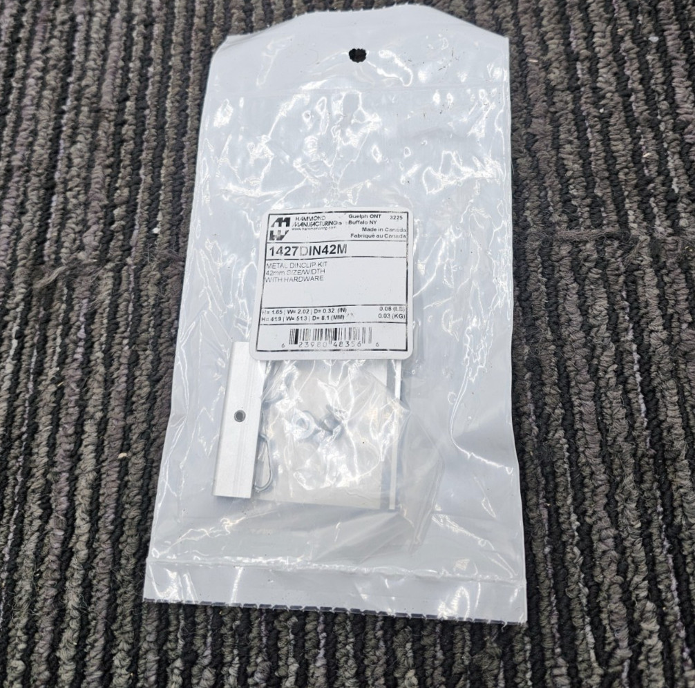 (QTY 3) Hammond Mnufacturing 1427DIN42M Metal Din Rail Aluminum Clip 42mm Size