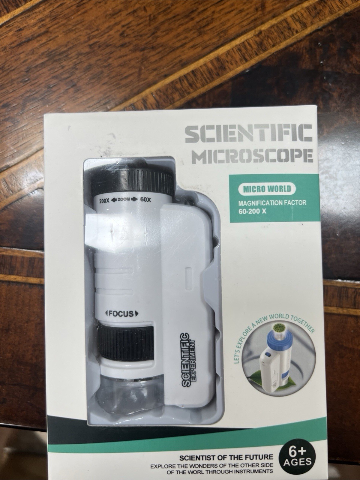 Scientific Experiment Micro World Handheld Microscope 60-200X w/ Focus, 6+