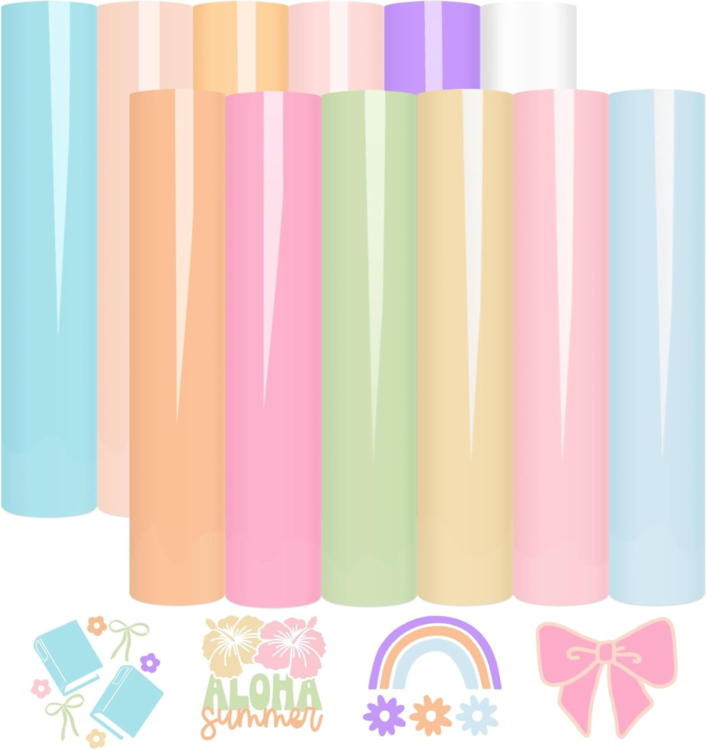 Boho Color Permanent Vinyl Sheets - 12 Sheets Bundle 12"X12" Pastel Colors Craft