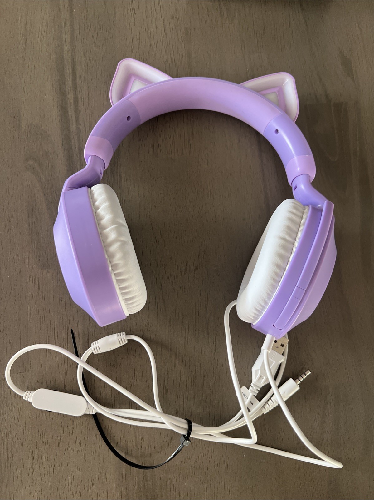 Cat Ear Wired LED Gaming Headset w/ Mic Purple Five Below USB 3.5mm Tested Works