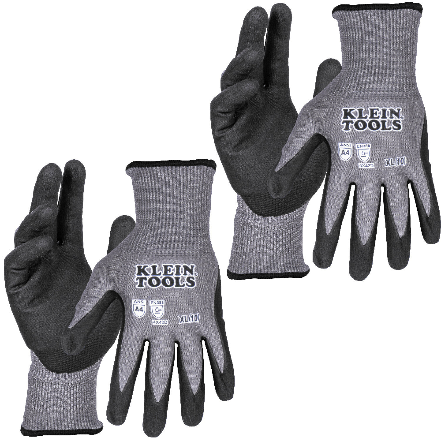 Klein Tools 60587 Knit Dipped Gloves, Cut Level A4, Touchscreen, Small, 2-Pair