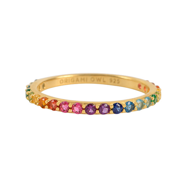 Origami Owl "Resilient" CZ Rainbow Stacking Ring Sizes 6, 7, 8, 9 10  Silver
