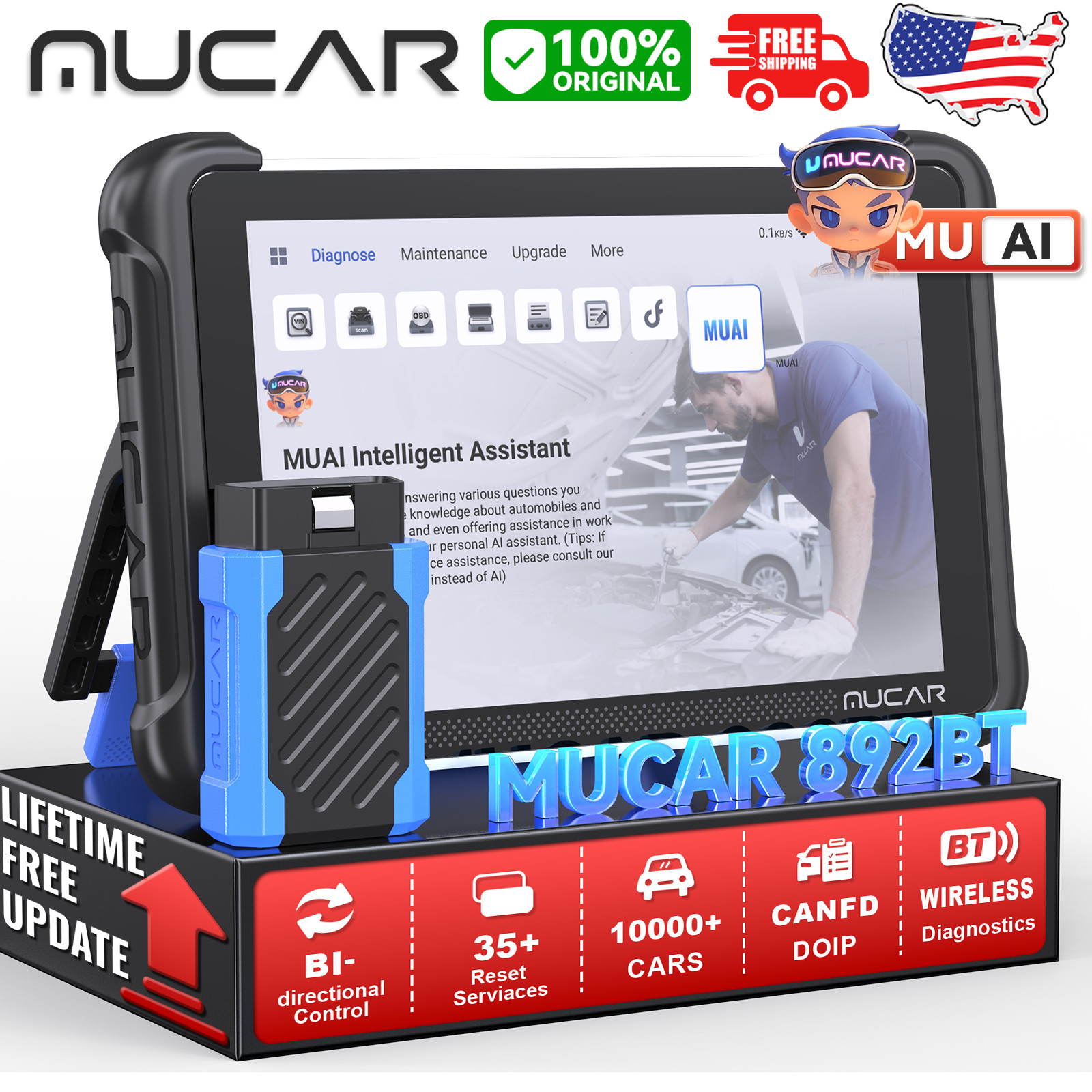 MUCAR 892BT All System Bidirectional Car OBD2 Scanner Diagnostic Scan Tool