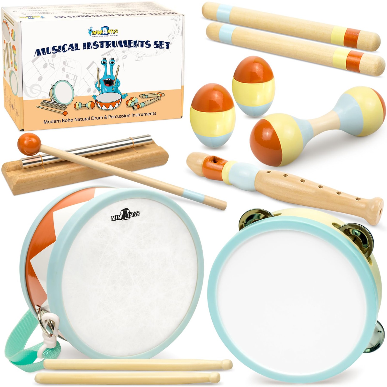 MINIARTIS Toddler Musical Instruments - Montessori Wooden Musical Toys for Toddl
