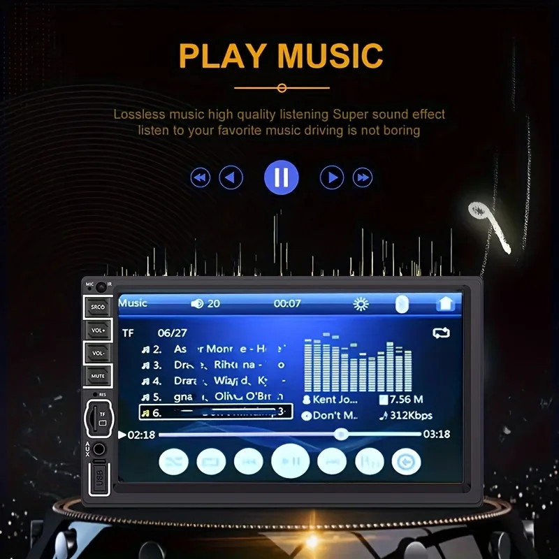 Double 2 Din 7'' Car Stereo Radio HD Touch Screen Carplay BT FM RDS Rear Camera；