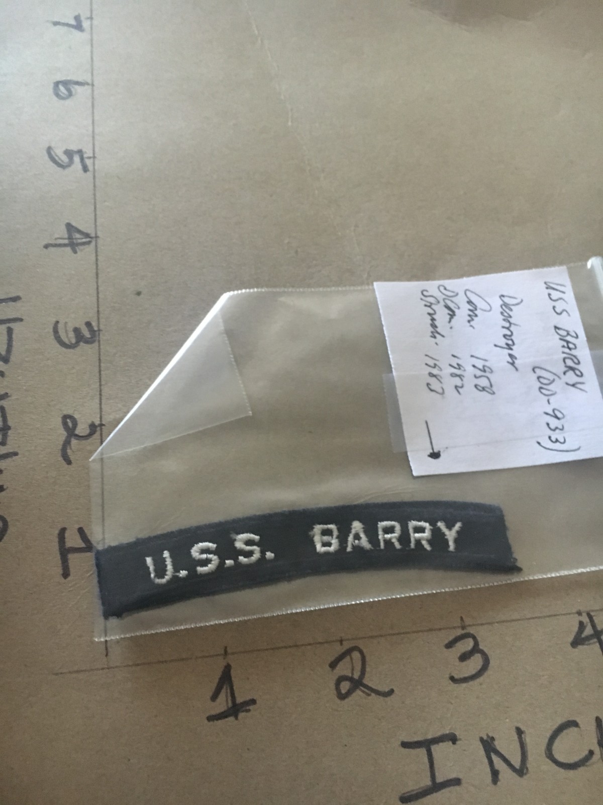 US NAVY SHOULDER STRIP TAB *** rocker *** Patch USS Barry