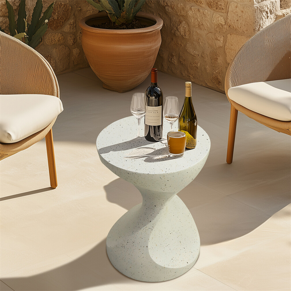 Twisted Concrete Stool Table Outdoor Indoor Aceent Coffee Table End Side Table