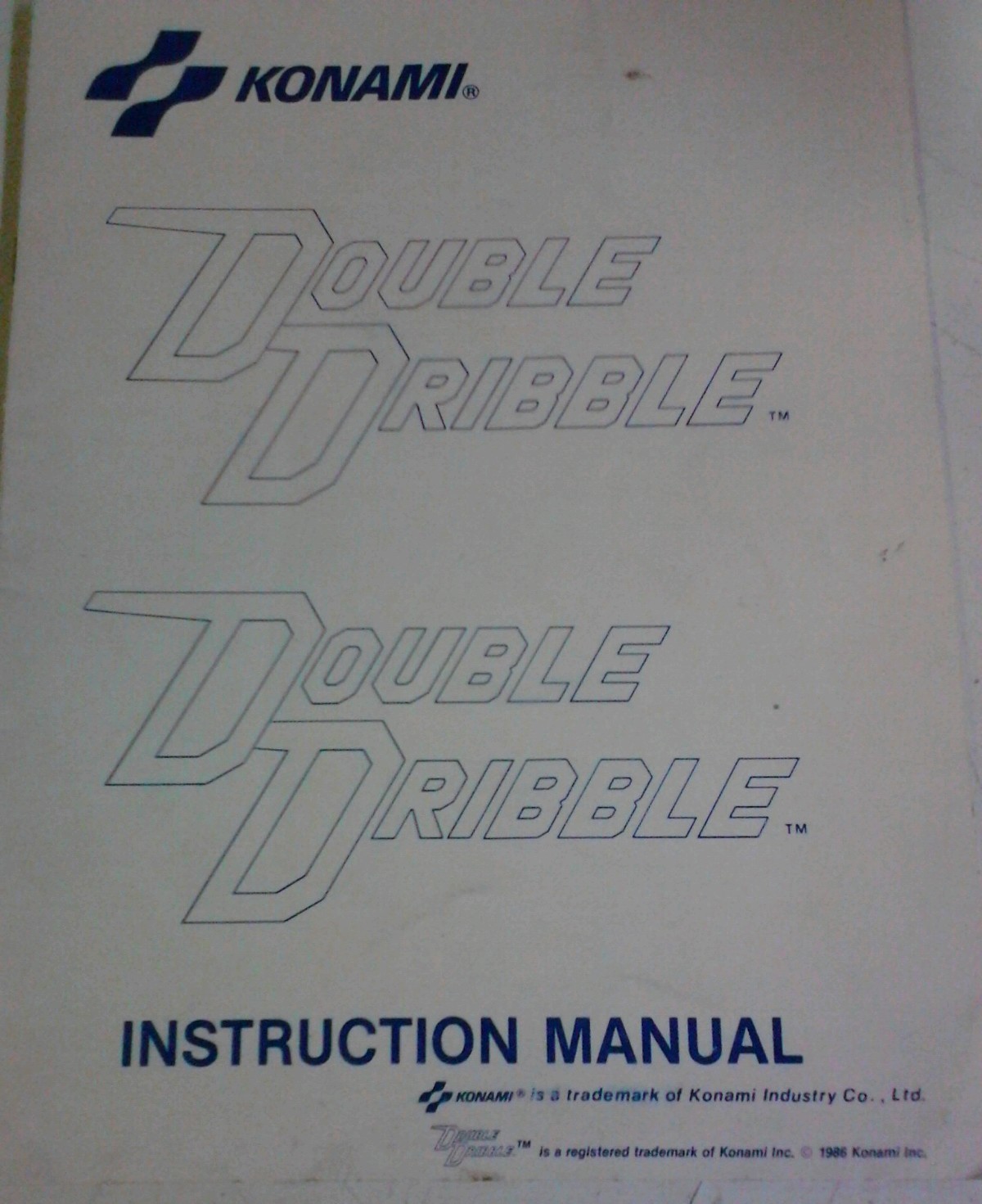 Konami DOUBLE DRIBBLE Arcade Video Game Manual - good used original