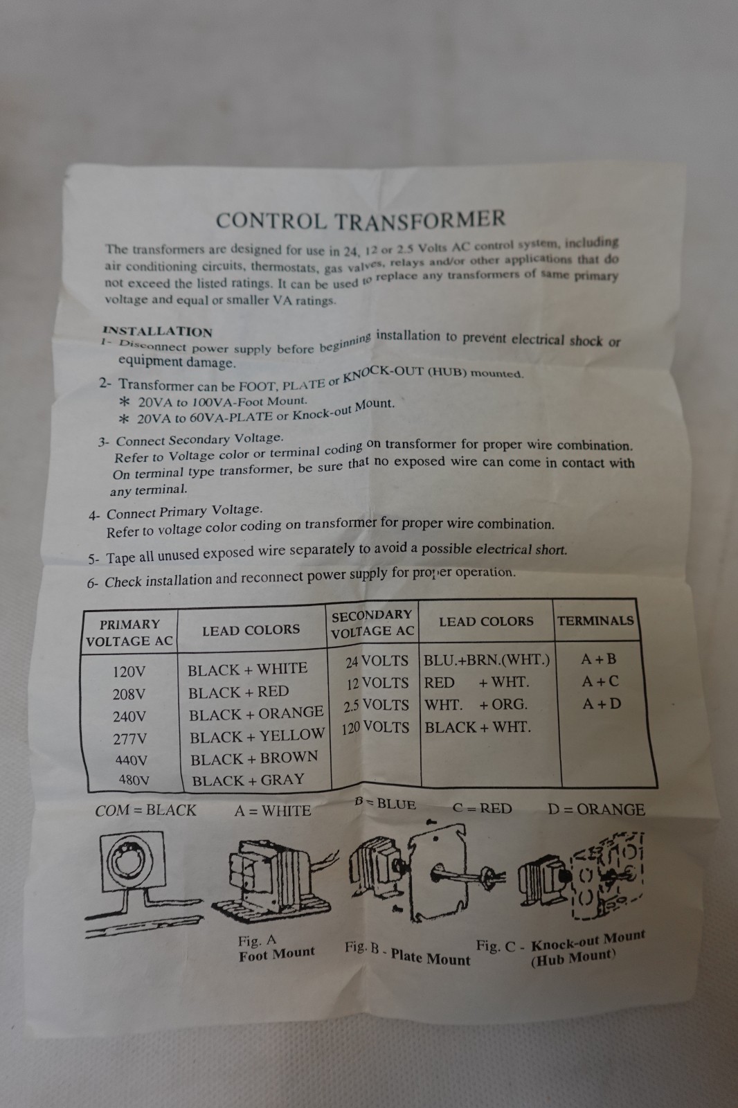 Core Components - 24V Electrical Control Transformer LE47289 / MUD-024-050-2TF