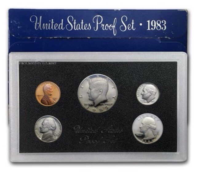 1983 U.S. United States Mint Proof Set 5pc In OGP