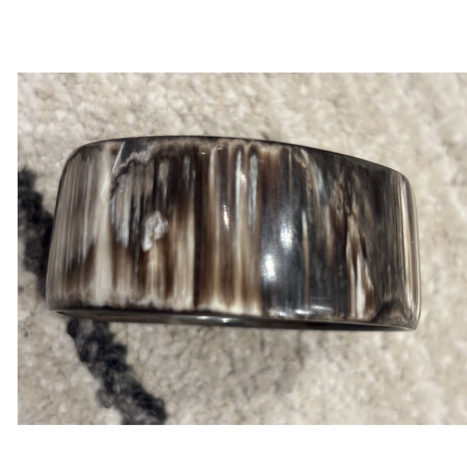 Handcrafted Bull / Cow Horn Bracelet Brown Black White Pattern Unisex Adults