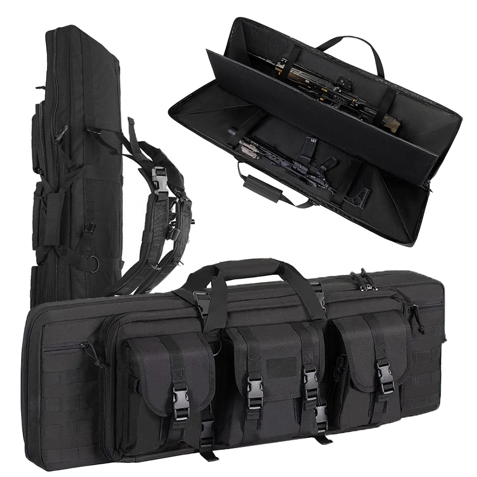 Tactical Rifle Bag Single or Double Case 36-47 Carbine Range Gun Padded Backpack