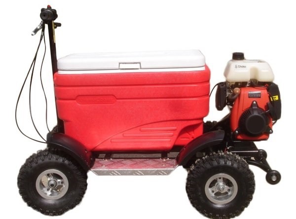 Crazy Coolers RED 4Stroke Motorized All Terrain 49CC Cooler w/ Wheelie Bar