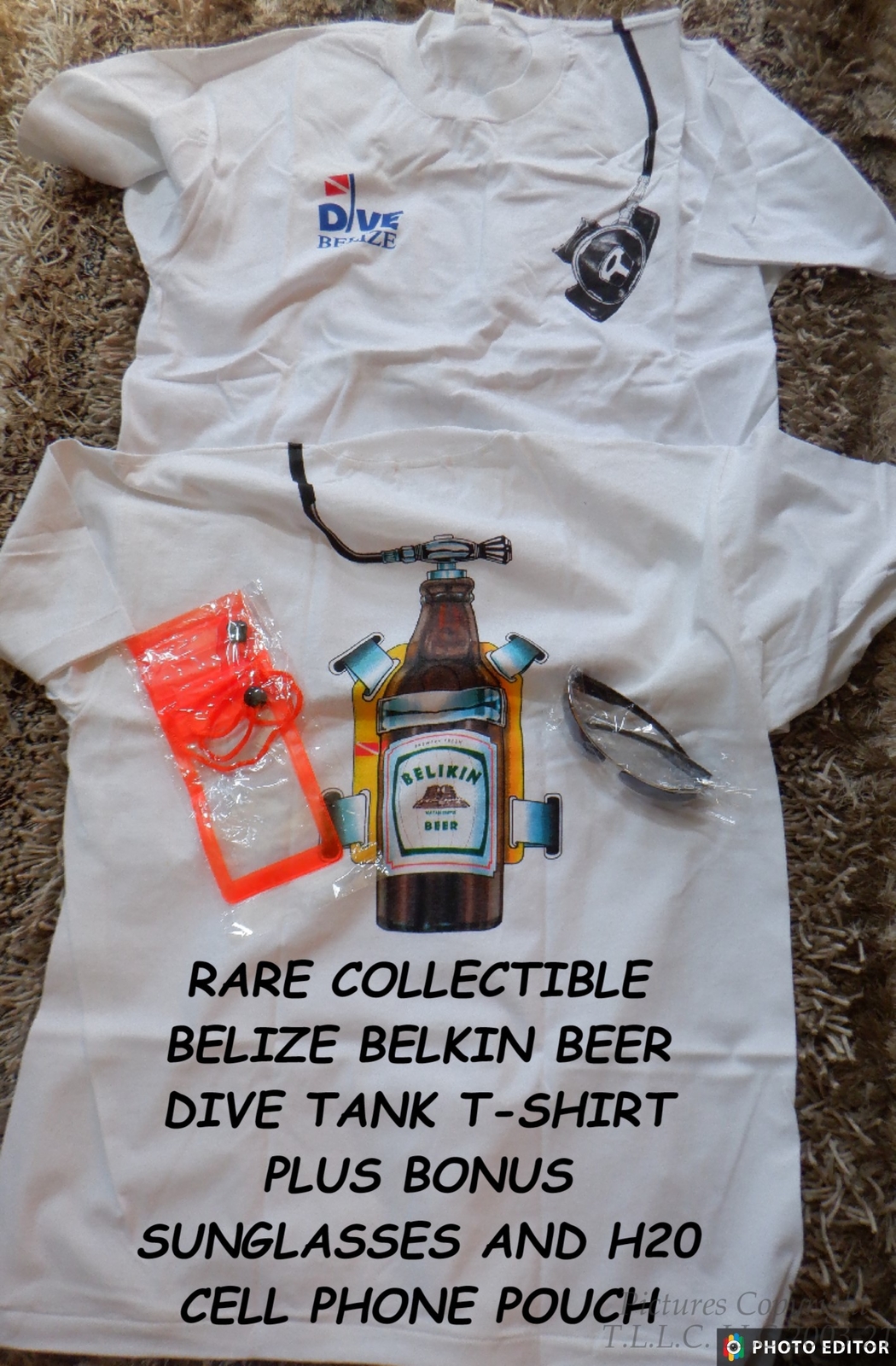 NEW VINTAGE BELIZEAN BEER SCUBA TANK BELIZE DIVE/DIVERS T-SHIRT+2 BONUSES-SZ.=XL
