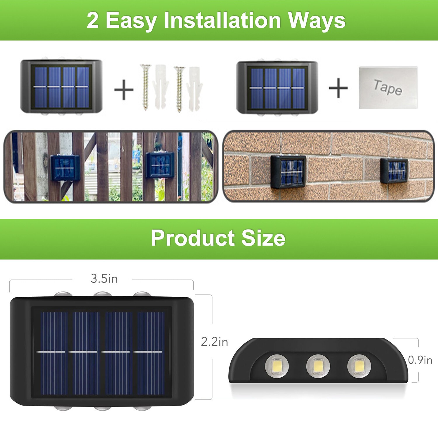 4Pack Solar Wall Lights Outdoor Garden Yard Fence Deck Front Door LED Decor Lamp