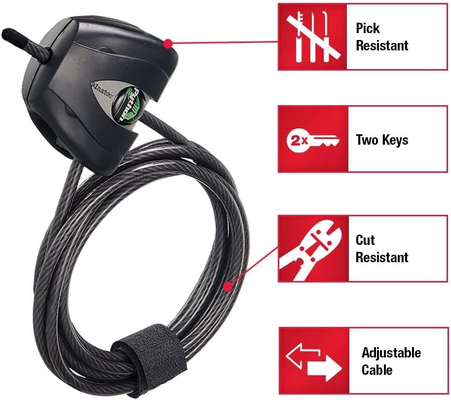 Black Python Steel Cable Lock with Keys, Heavy Duty Anti-Theft Trail Camera a...