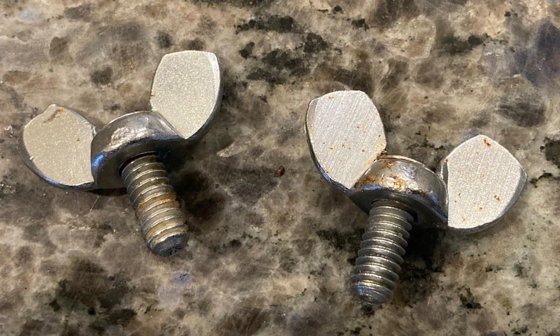 (2) Vintage Ludwig Mickey Mouse Ear Wing Screws Bolts 1960's/70’s Chrome