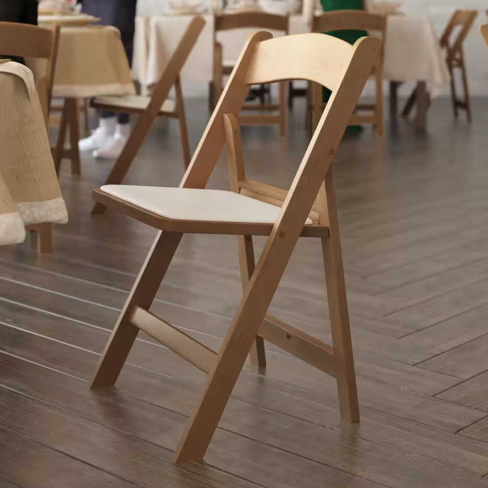 Hercules Chestnut Indoor/Outdoor Vinyl Seat Lightweight Wood Look Resin Dining C