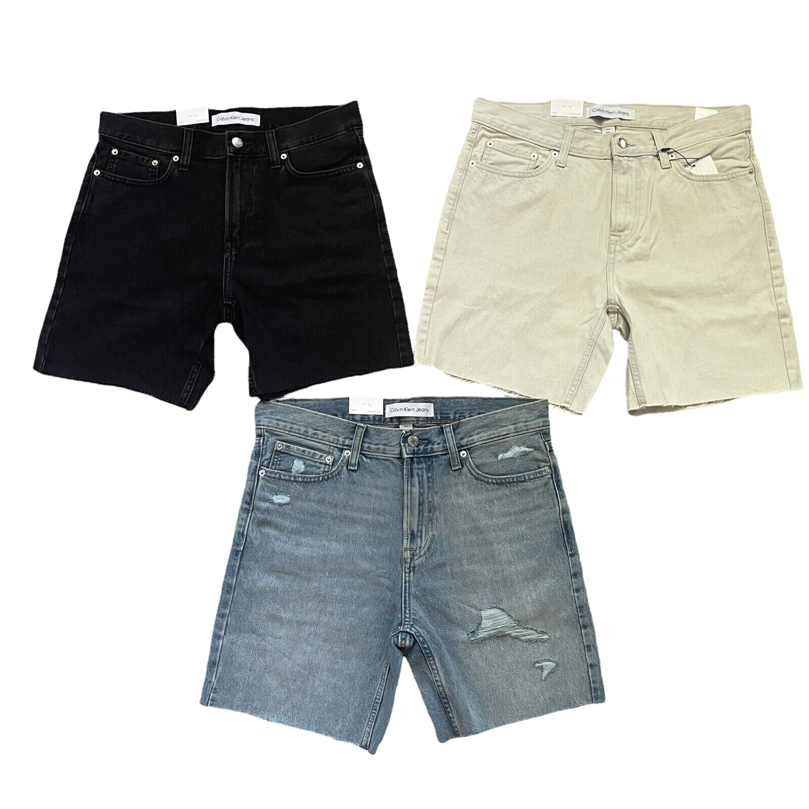 NWT Calvin Klein Jeans Men's Classic Fit Cut-Off All Cotton Denim Shorts All Siz