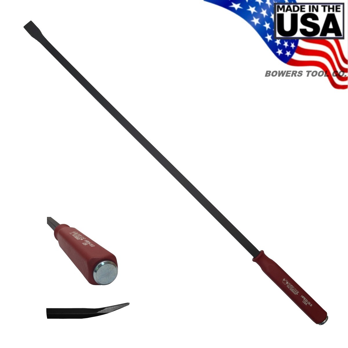 Wilde 36" Hard Cap Pry Bar Hammer Strike Handle Made in USA HPB20-28