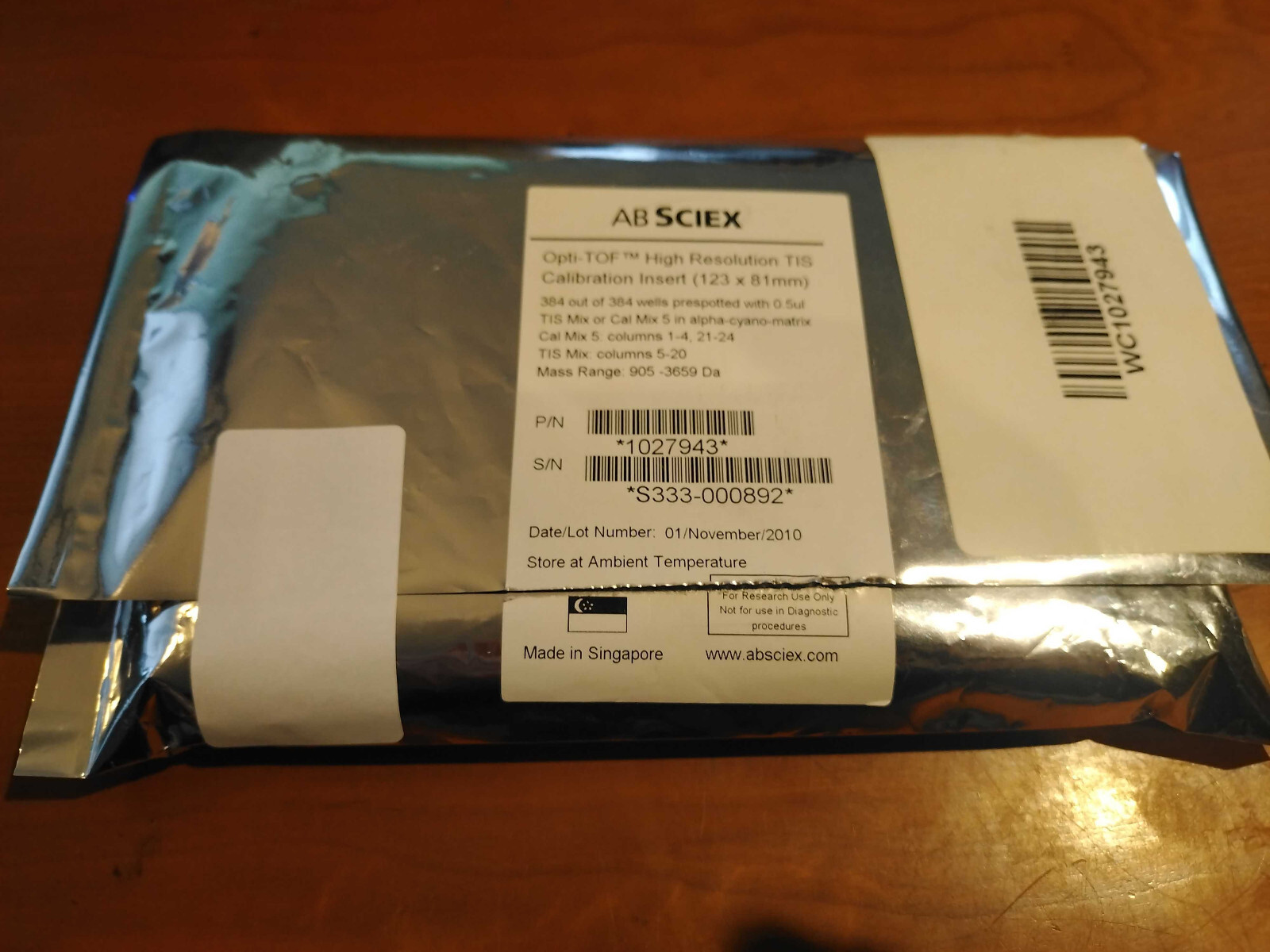 [AB Sciex] Sealed P/N 1027943 Opti-TOF High Resolution TIS Calibration Insert