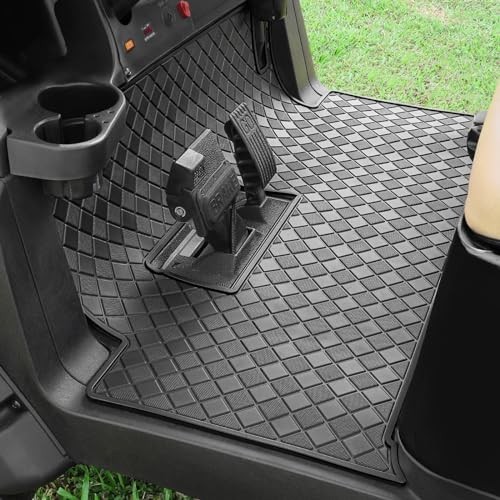 Golf Cart Floor Liner Mat 8mm Thick Rubber Full Coverage Fit for Black Trim