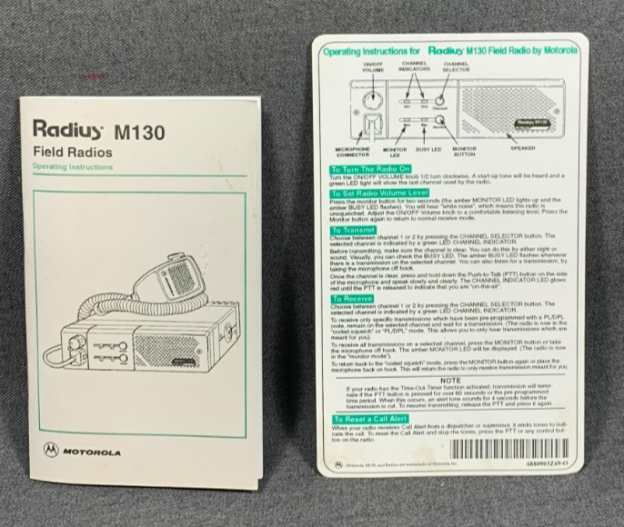 MOTOROLA RADIUS M130 Portable Radios Field manual Operating Instruction Mobile
