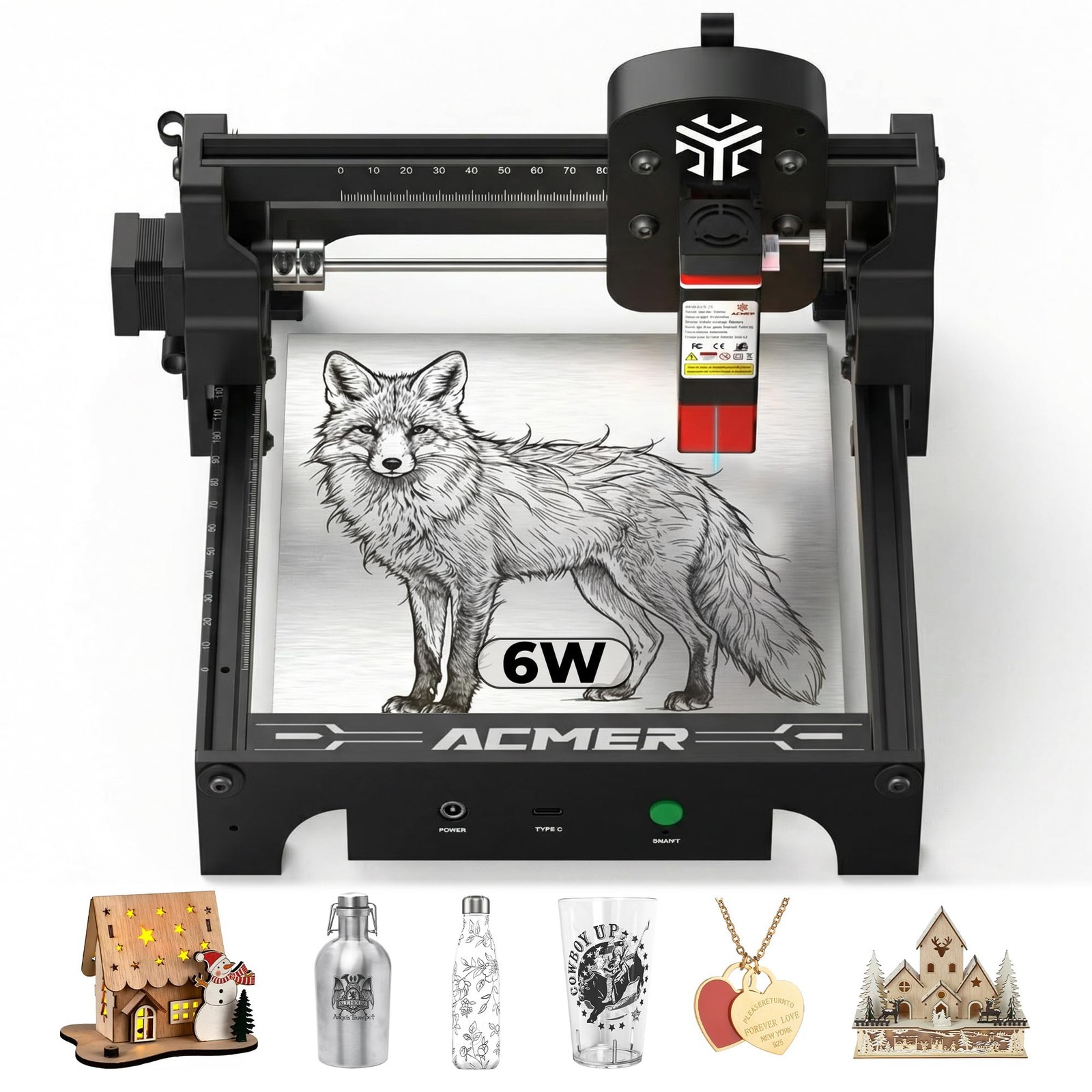 ACMER S1 Laser Engraver for Beginners, 6000mW Portable Laser Engraving Machin...