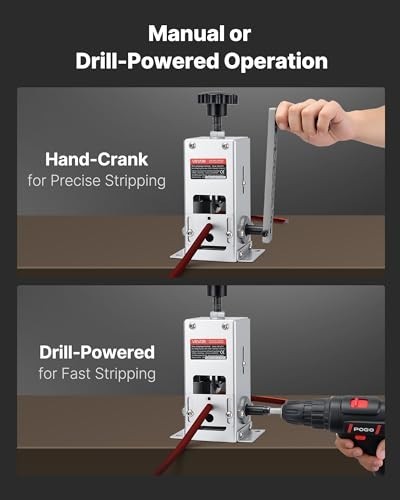 Manual Wire Stripper Machine Copper Cable 0.06-1.18in Hand Crank Drill Powered