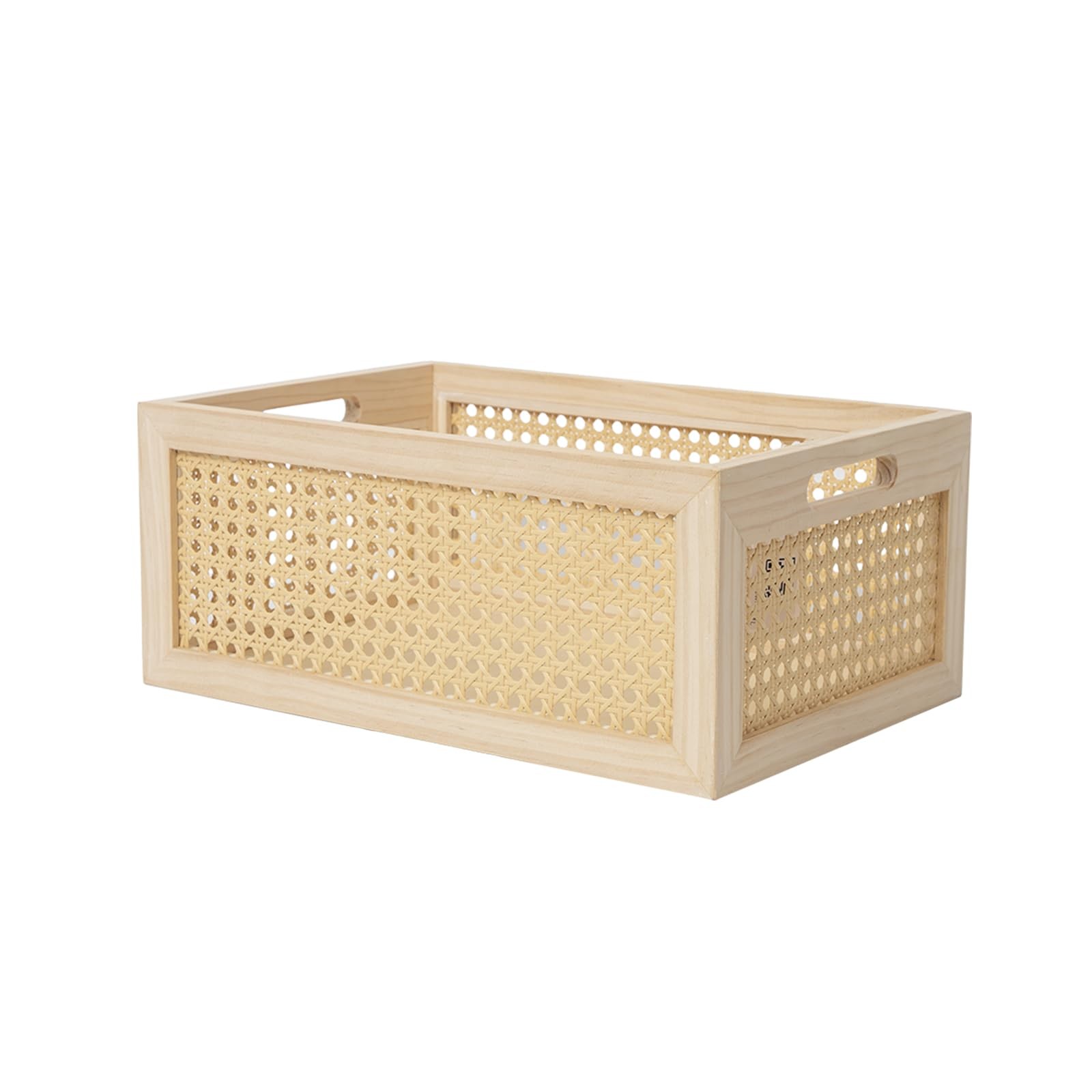 Rattan Storage Basket Wooden Box Wooden Storage Bins Rustic Boho Farmhouse Ho...