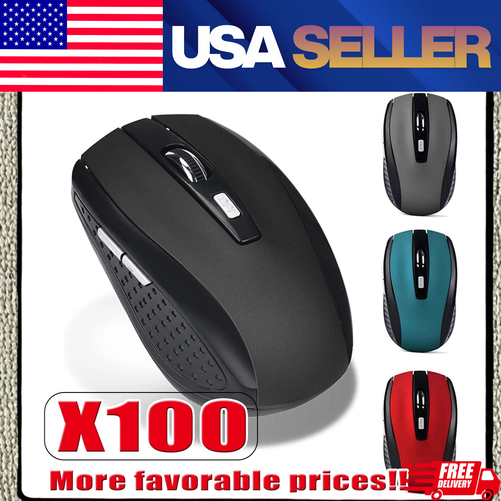 Wireless Optical Mouse Mice 2.4GHz USB Receiver For Laptop PC Computer DPI lot