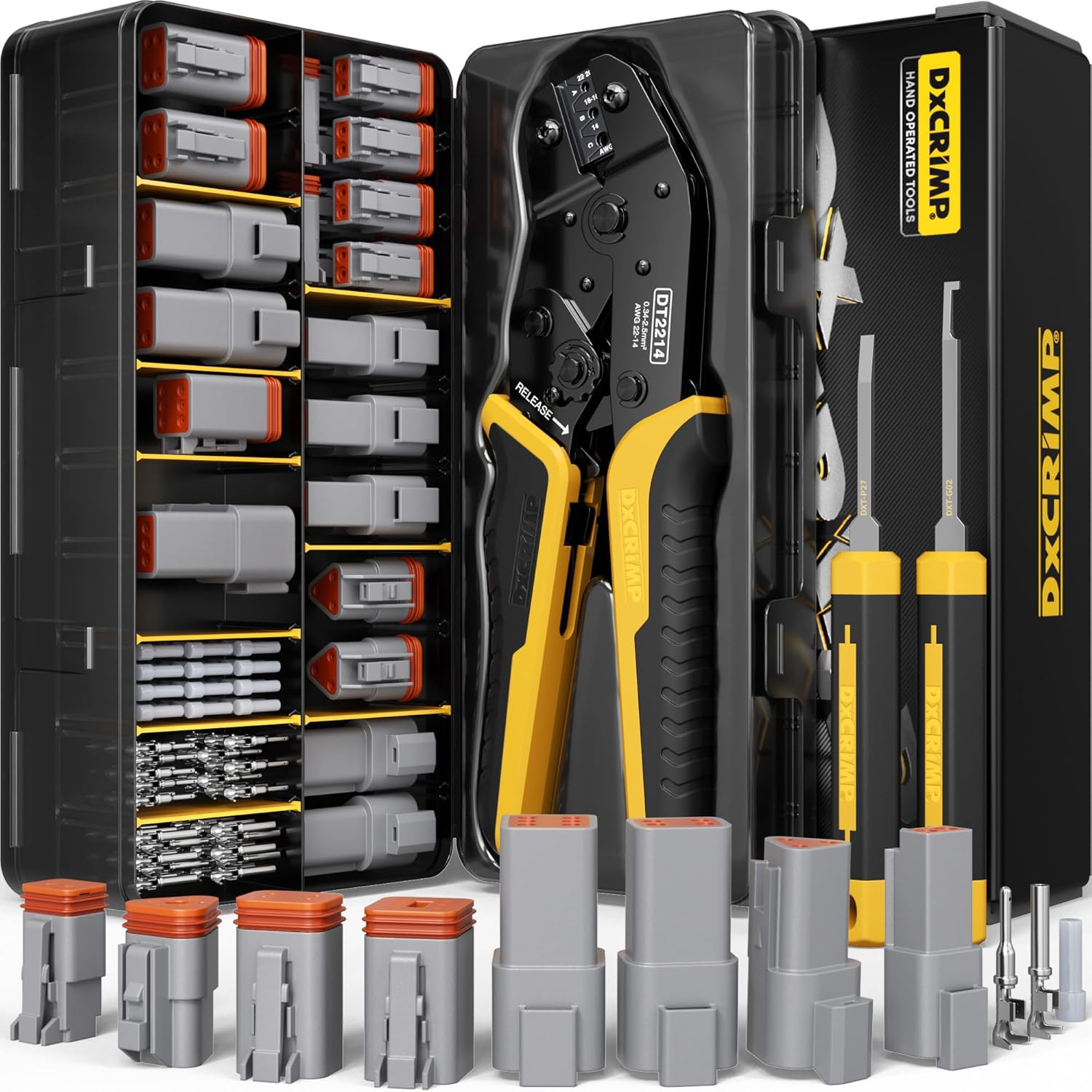 Deutsch DT Series Connector Crimping Tool Kit, 2/3/4/6 Pin Waterproof Automotive