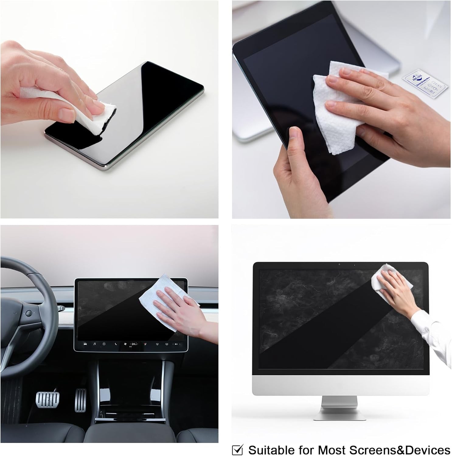 120 Count 6"x6" Pre-Moistened Screen Wipes – For Electronics & Devices