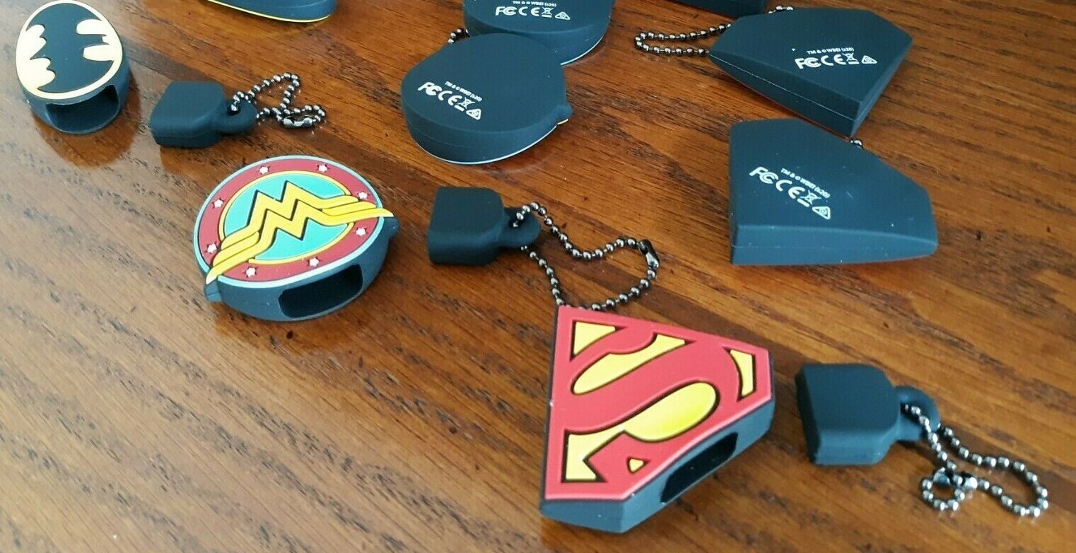 NO USB FLASHDRIVES JUST 9 EMPTY CASES--Emtec DC Comics 3D Keychains! CASES ONLY!