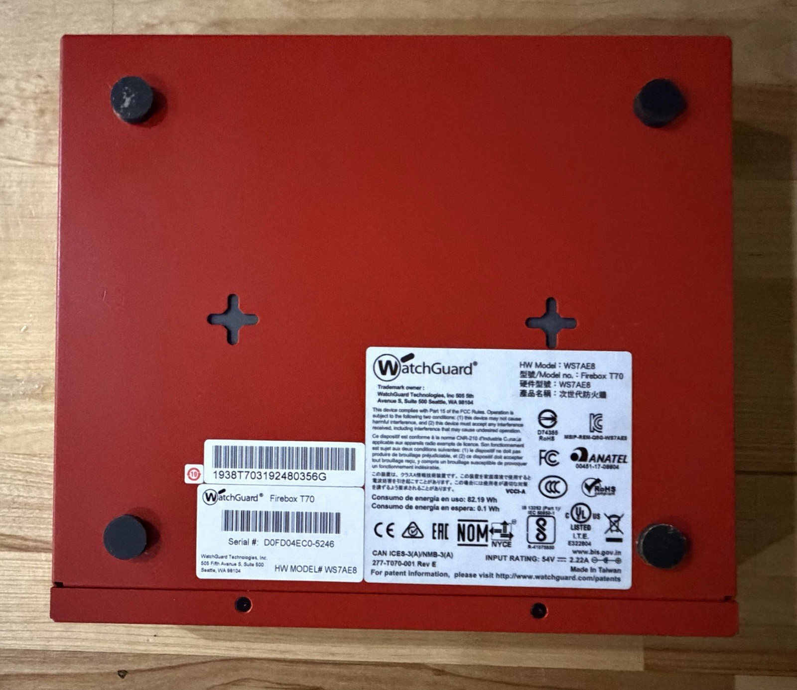 WatchGuard Firebox T70 - No Power Adapter.