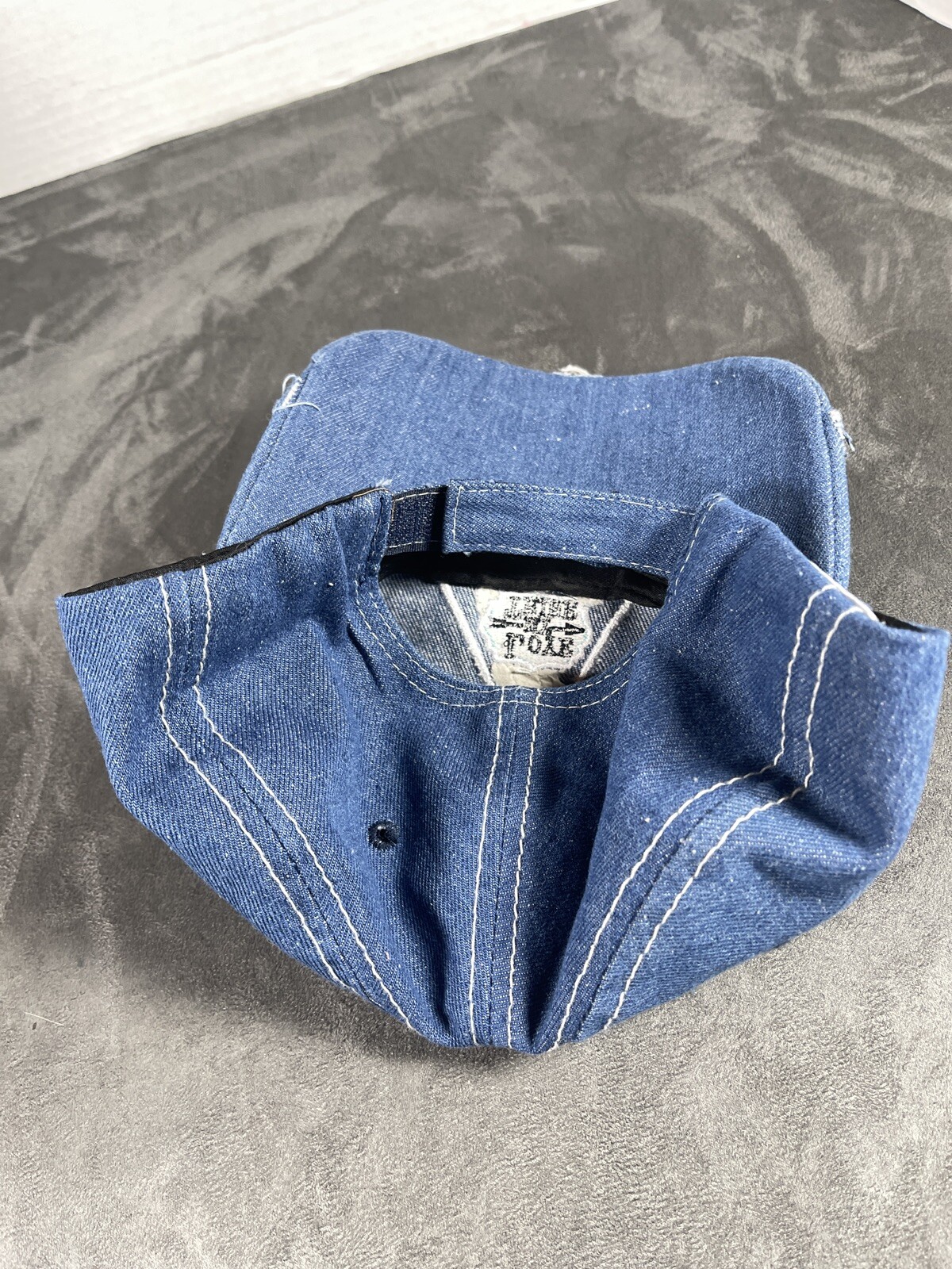 Women's Blue Denim Hat Cap LOVE MY TRIBE TeePee strapback Distressed style