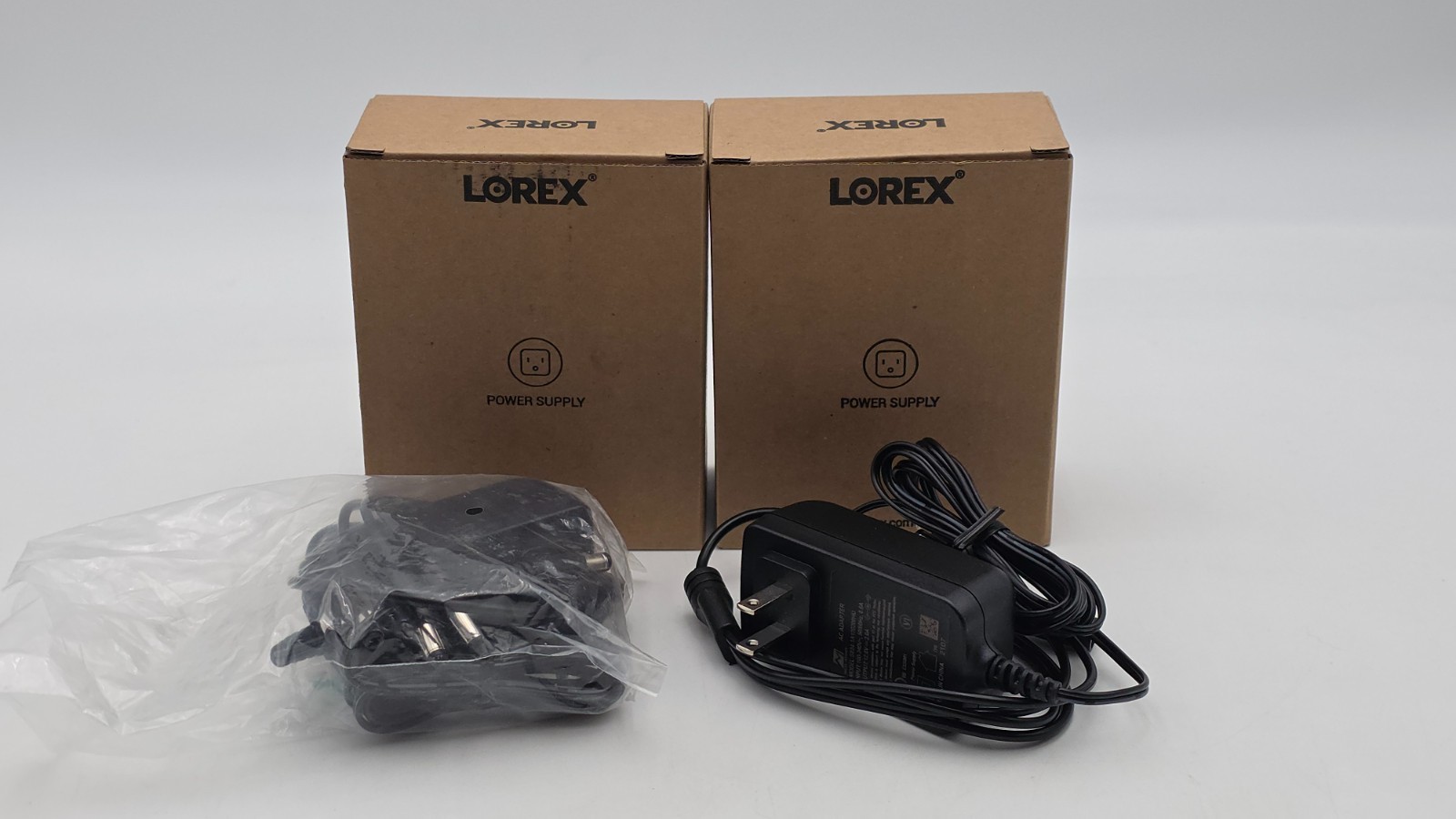 Lorex ACCPWR12V2AH4B Power Supply W/4in One Splitter Cables Lot of 2 New in Box
