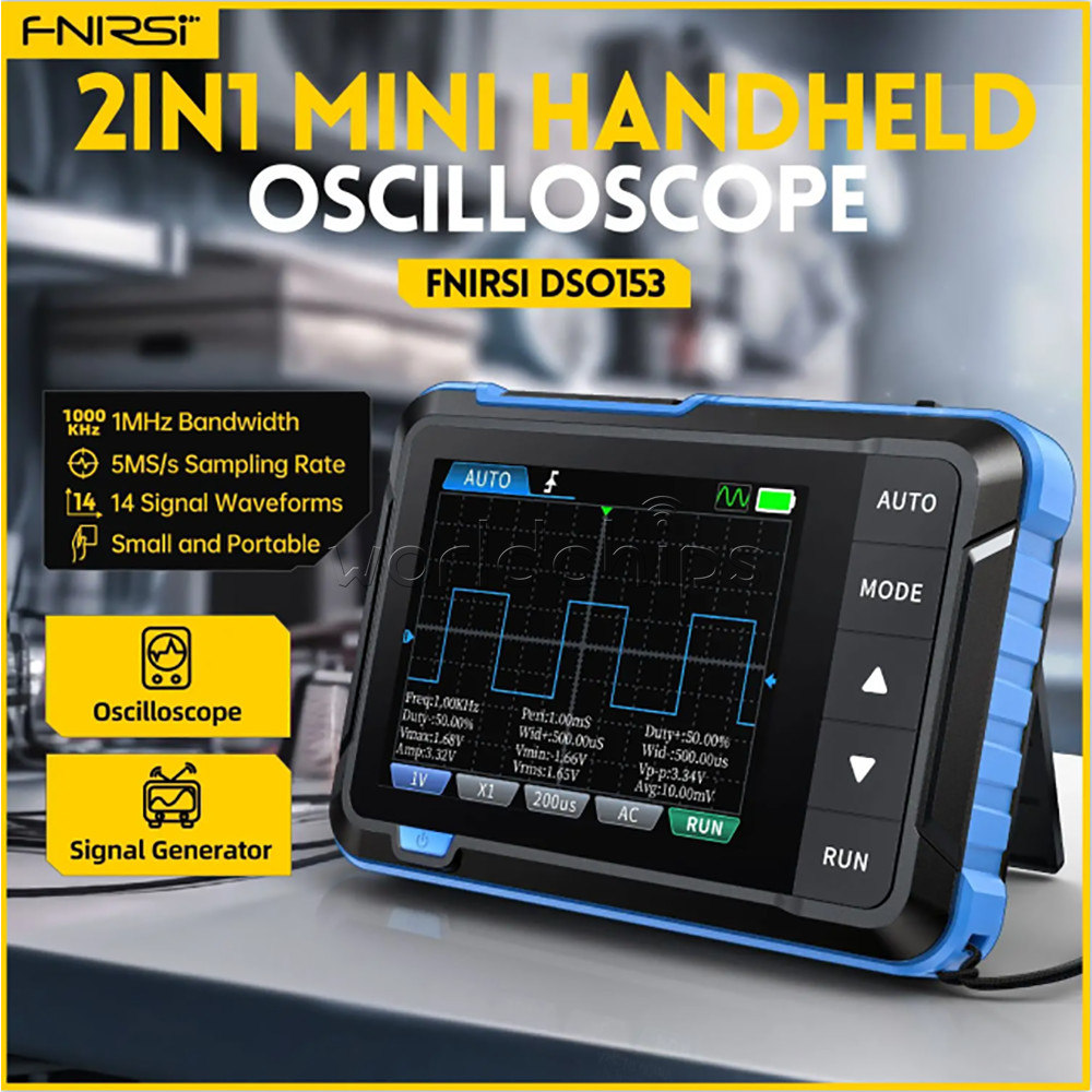 FNIRSI DSO153 Digital Portable Oscilloscope Signal Generator 2in1 1MHz Bandwidth