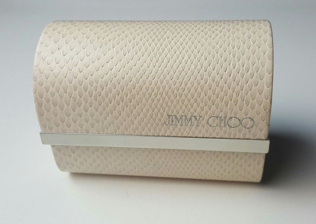 JIMMY CHOO BEIGE LIZARD PATTERN SMALL FOLDING SUNGLASS CASE WITH CLEANING CLOTH