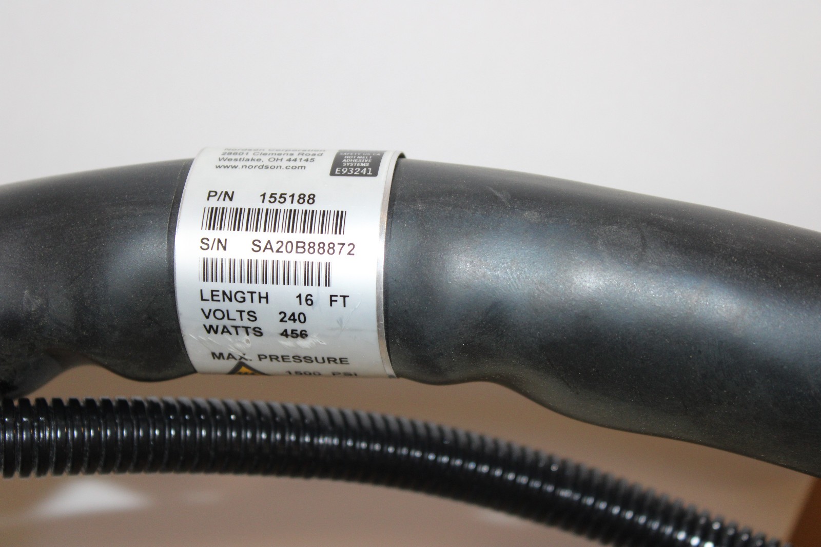 NORDSON 155188 HOSE 2300 16FT .312 240V HOT MELT HEATED GLUE HOSE NEW IN BOX